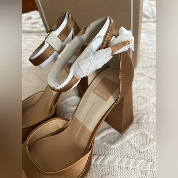 Dolce Vita “Pandora” Ankle Buckle mid- brown Platform Block Heel Sandals SZ 9 - Picture 14 of 16